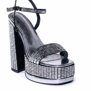 Azalea Wang Crystal Platform Sandals